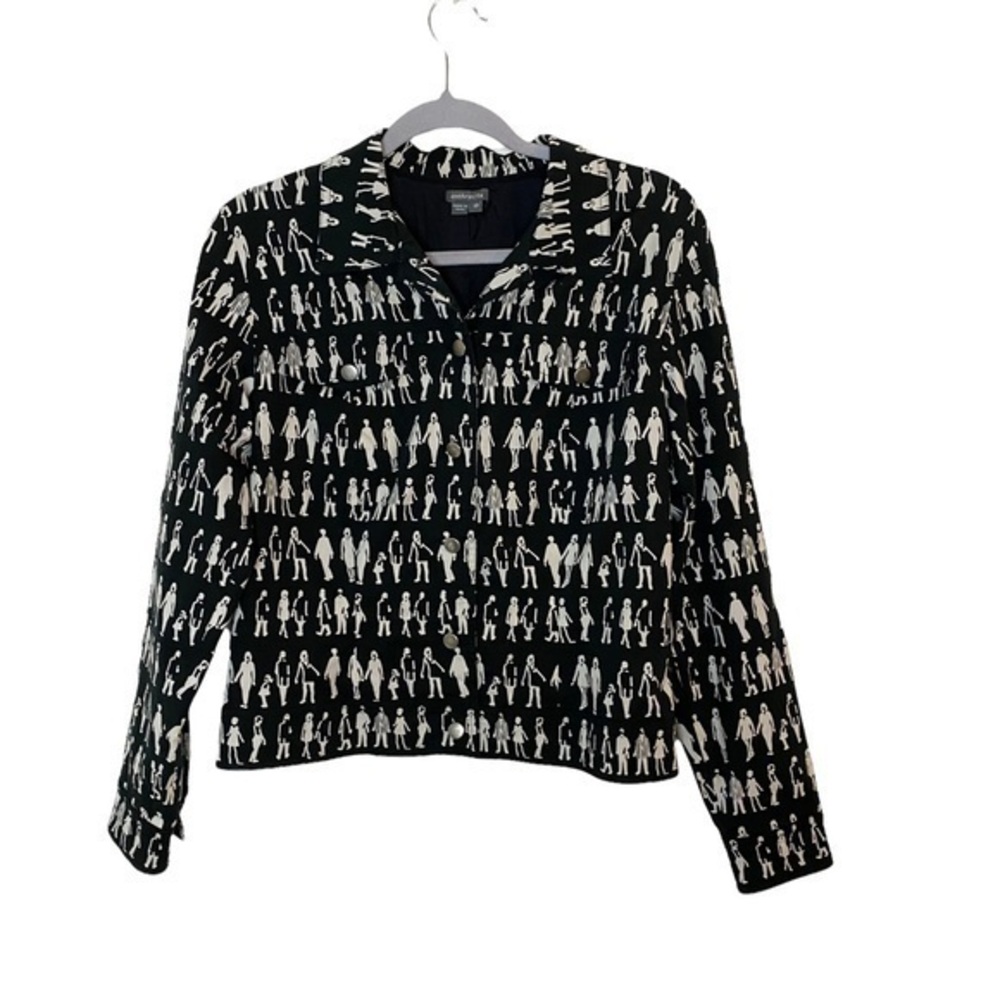 Anthracite by Anthropologie People Print Jacket Size 10